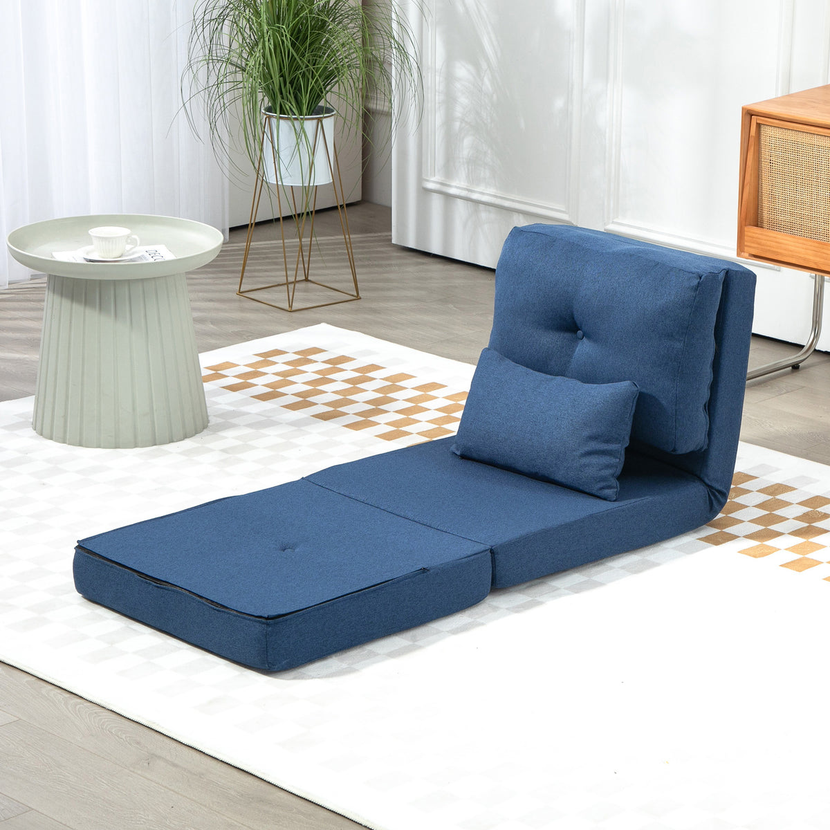 Chauffeuse canapé-lit convertible fauteuil 1 place avec 1 coussin avec dossier réglable, bleu foncé-9