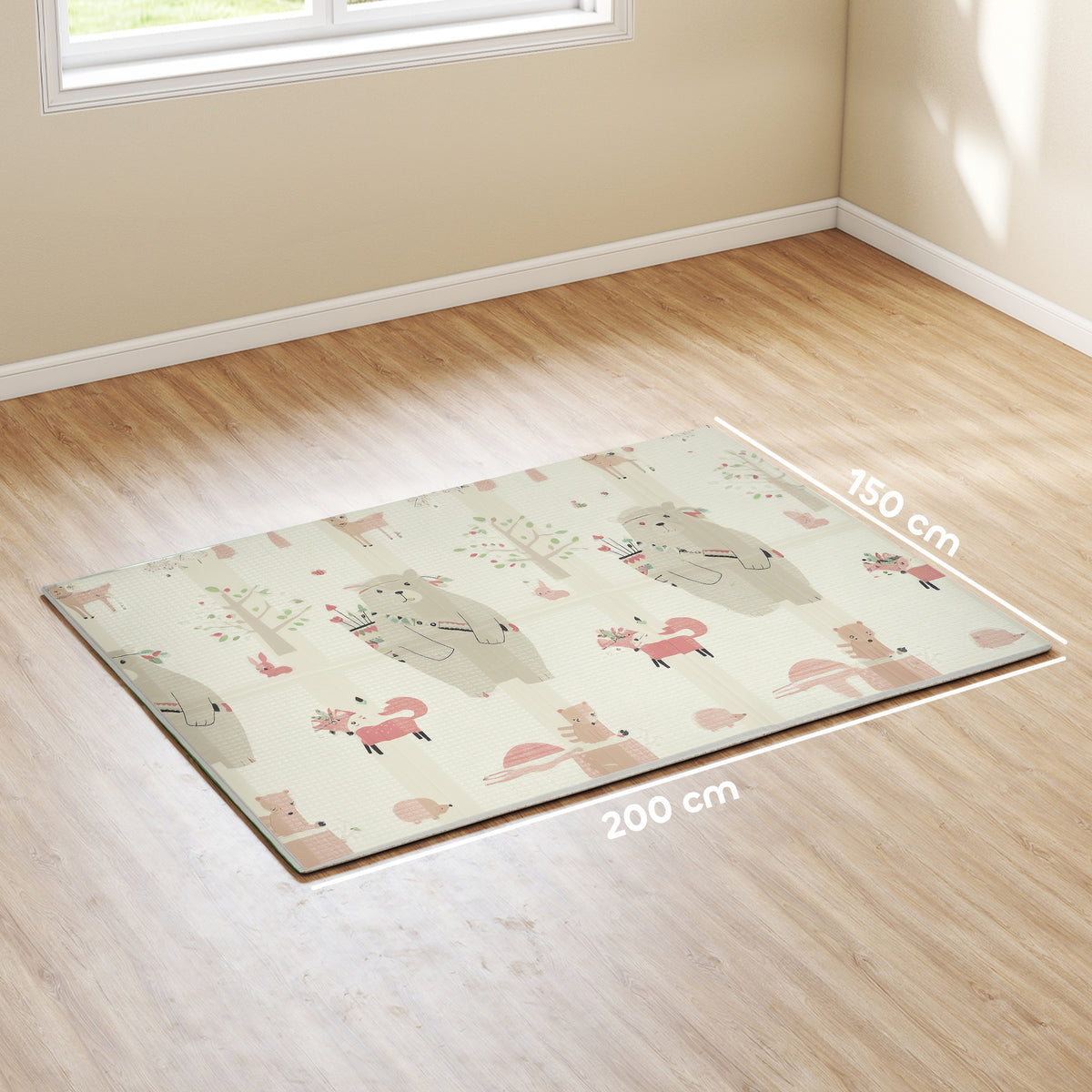 Tapis de jeu pour bébé pliable et réversible, tapis de sol en mousse épais, 200 x 150 x 1,5 cm, multicolore-2