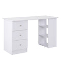 Bureau informatique multimédia multi-rangements 3 tiroirs 2 étagères 120L x 49l x 72H cm blanc-0