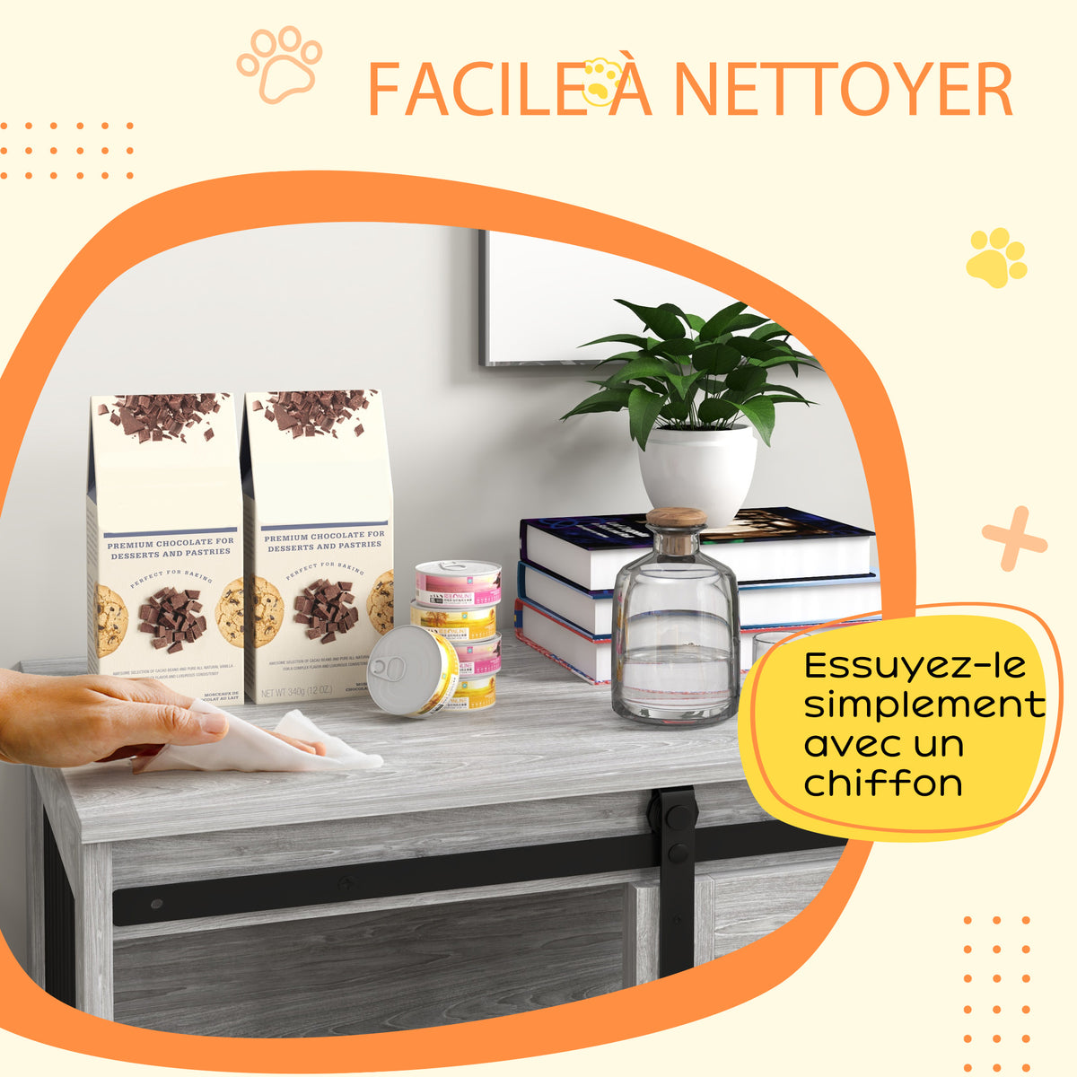 Cage caisse pour chien animaux intérieur porte coulissante, métal effet bois, dim. 57H x 80L x 54l cm-6
