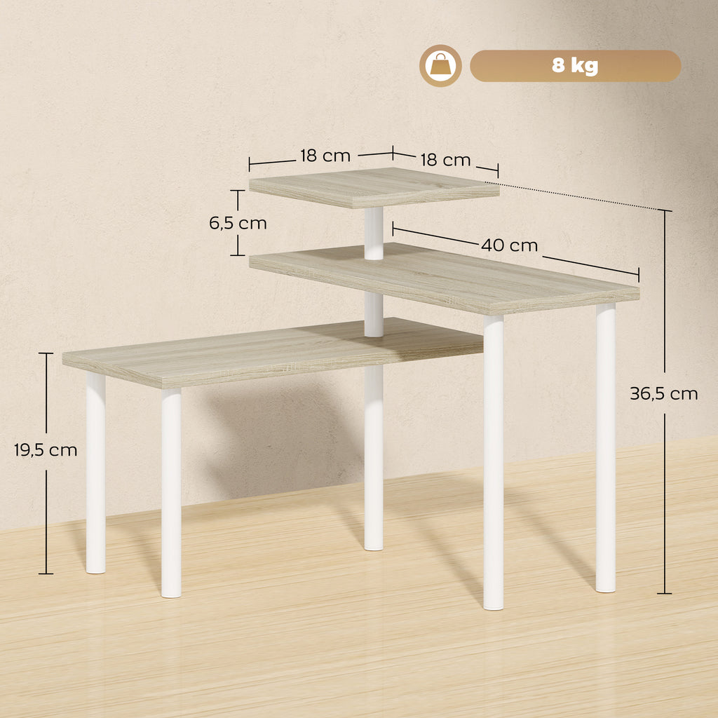 Étagère de cuisine rotative à 3 niveaux, étagère d'angle, cadre en métal, 40 x 18 x 36,5 cm, chêne et blanc-2
