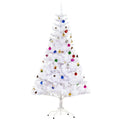 Sapin Arbre de Noël Artificiel Blanc 150 cm 680 Branches avec Nombreux Accessoires variés-0