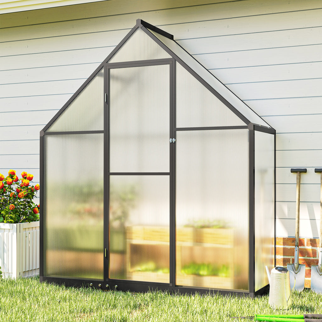 Serre de Jardin en Aluminium Polycarbonate, Montage Rapide, Fenêtre Réglable, Porte Battante, 170x58x195cm, Transparent-8