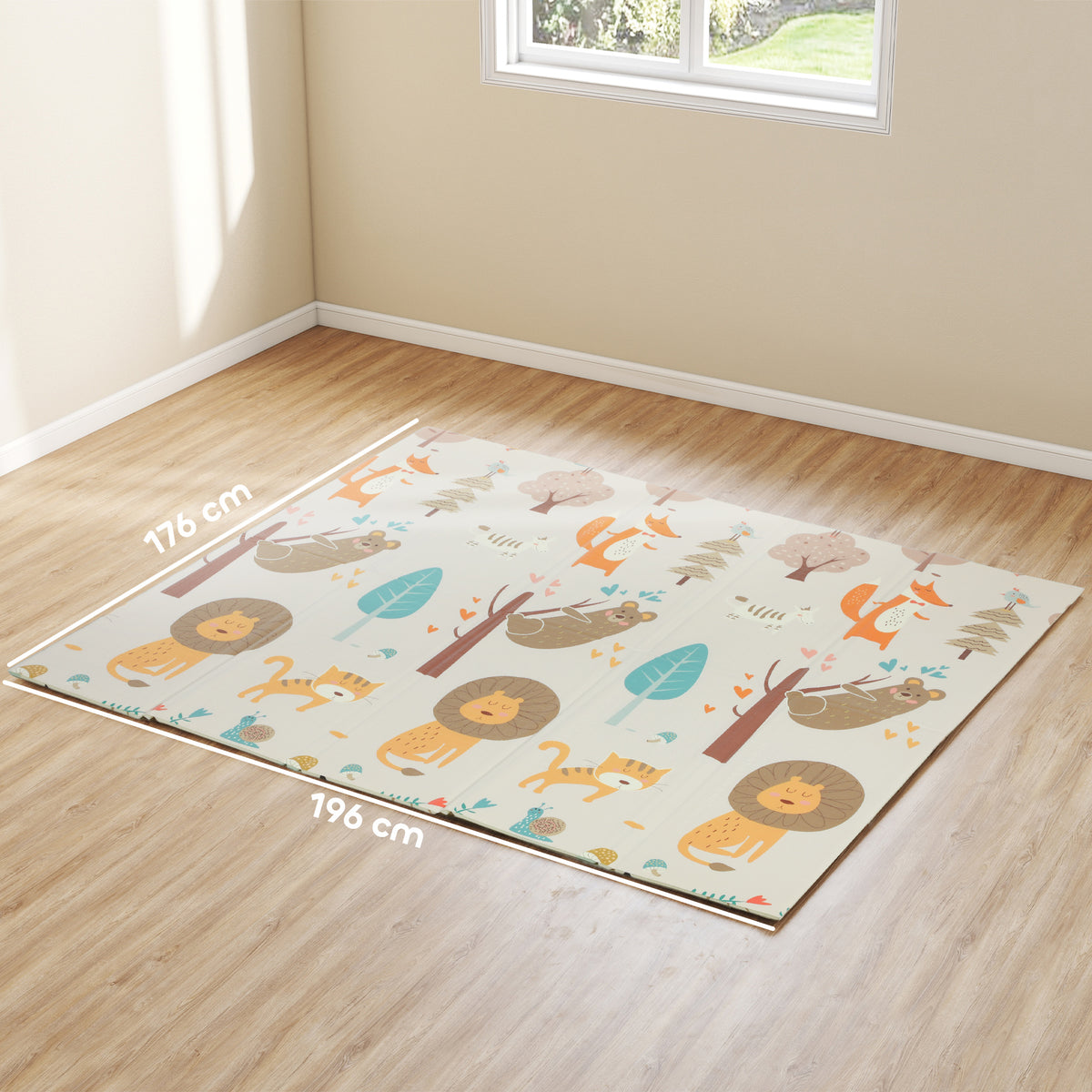 Tapis de jeu pour enfant bebe, tapis d'éveil bébé pliable épais réversible en mousse, 196 x 176 x 1,5 cm, multicolore-2