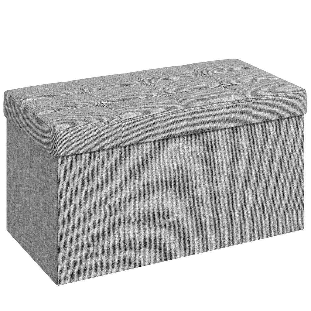 Banc de rangement pouf de rangement pliable bout de lit repose-pieds avec couvercle 76L x 38l x 38H cm gris clair-0