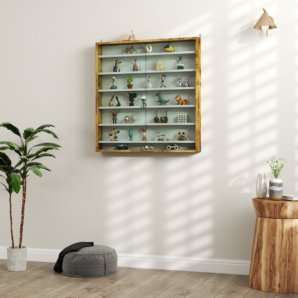Vitrine pour collection vitrine murale 80 x 9,5 x 83 cm 6 étagères réglables en hauteur 2 portes coulissantes en verre-6