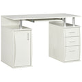 Bureau d'ordinateur, bureau informatique 120 x 55 cm avec plateau pour clavier, 3 tiroirs, pour chambre, domicile, blanc-0