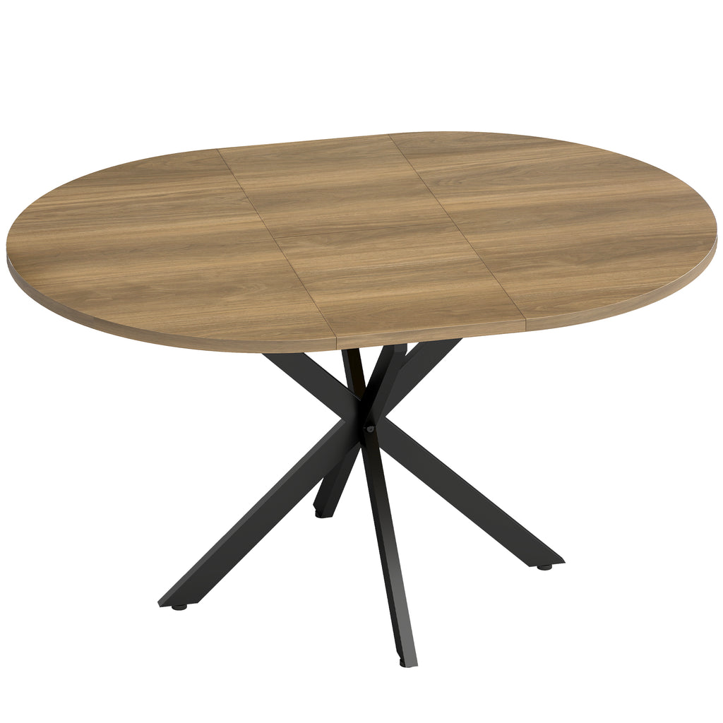 Table à manger extensible ovale pour 4 à 6 personnes, table de cuisine avec rallonge 100-135 cm, effet bois marron-0