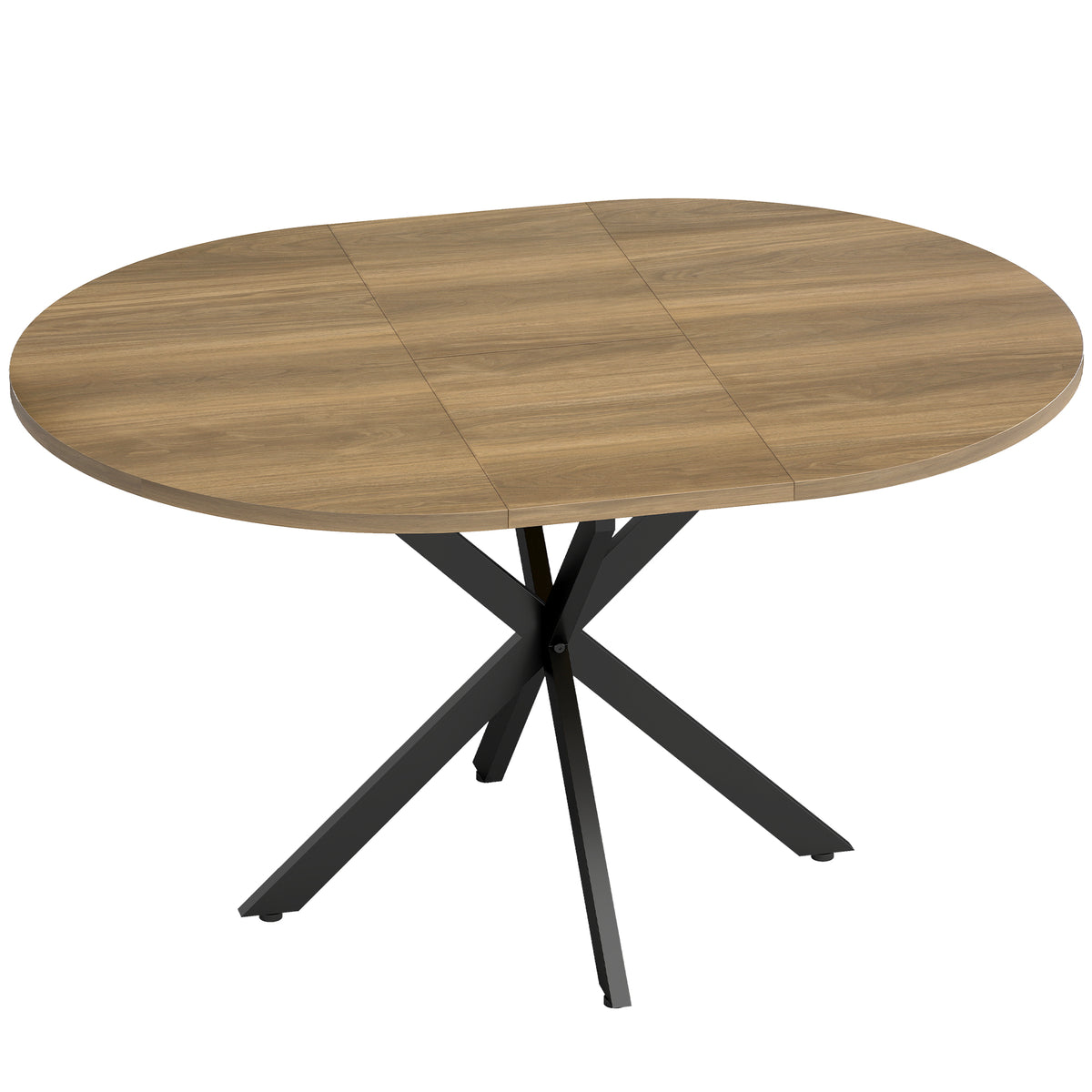 Table à manger extensible ovale pour 4 à 6 personnes, table de cuisine avec rallonge 100-135 cm, effet bois marron-0