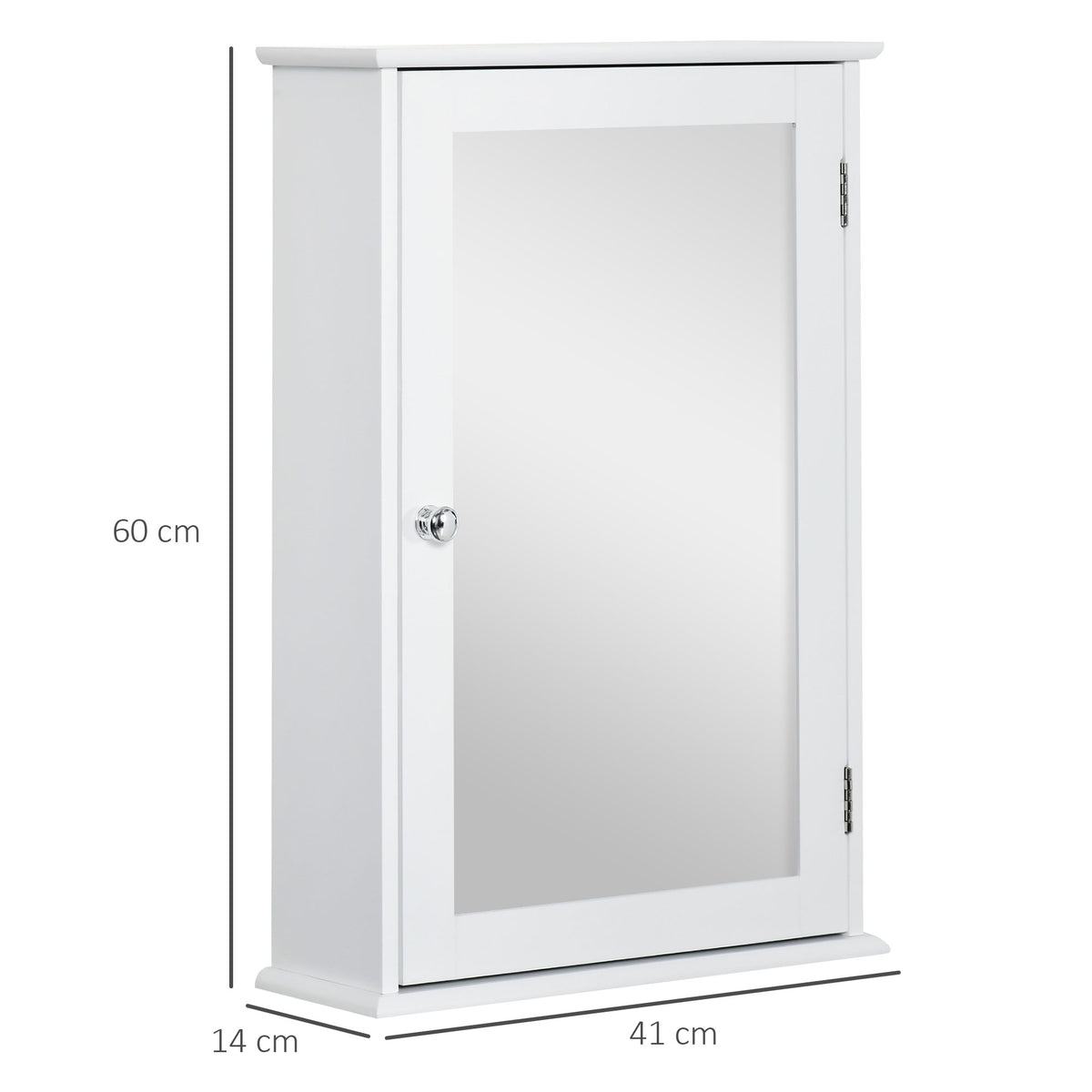Armoire Murale de Salle de Bain avec Miroir - Armoire à Glace - Placard de Rangement Toilettes - 1 Porte, 2 étagères - Verre MDF Blanc-2
