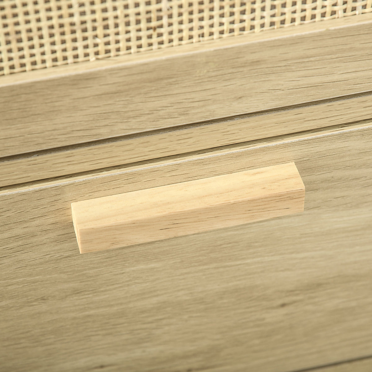 Commode design bohème en rotin avec 3 tiroirs, meuble de rangement pour le salon, le couloir, l'entrée, bois naturel-7