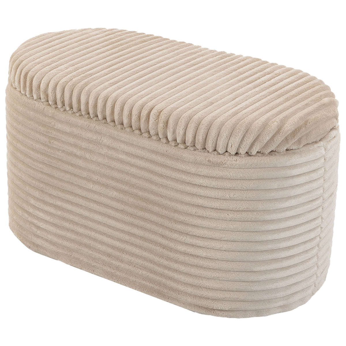 Banc de Rangement en Velours Pouf Coffre de Rangement Gigogne 3 en 1 avec 2 Petits Tabourets Intégrés 82x43x44cm Beige-0