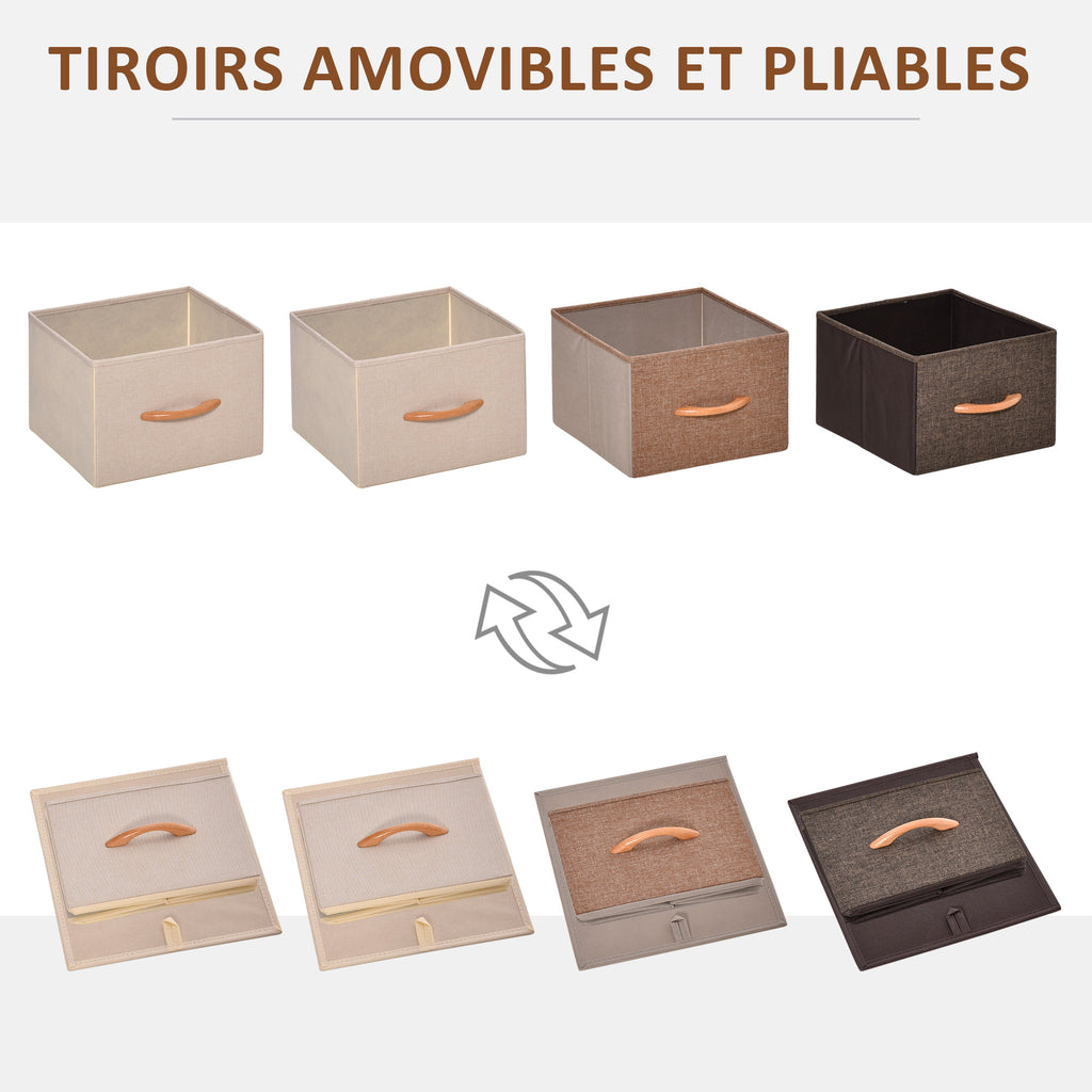 Commode chiffonnier 5 tiroirs meuble de rangement tiroir en tissu pliant - structure acier noir - 45 x 30 x 116 cm-5