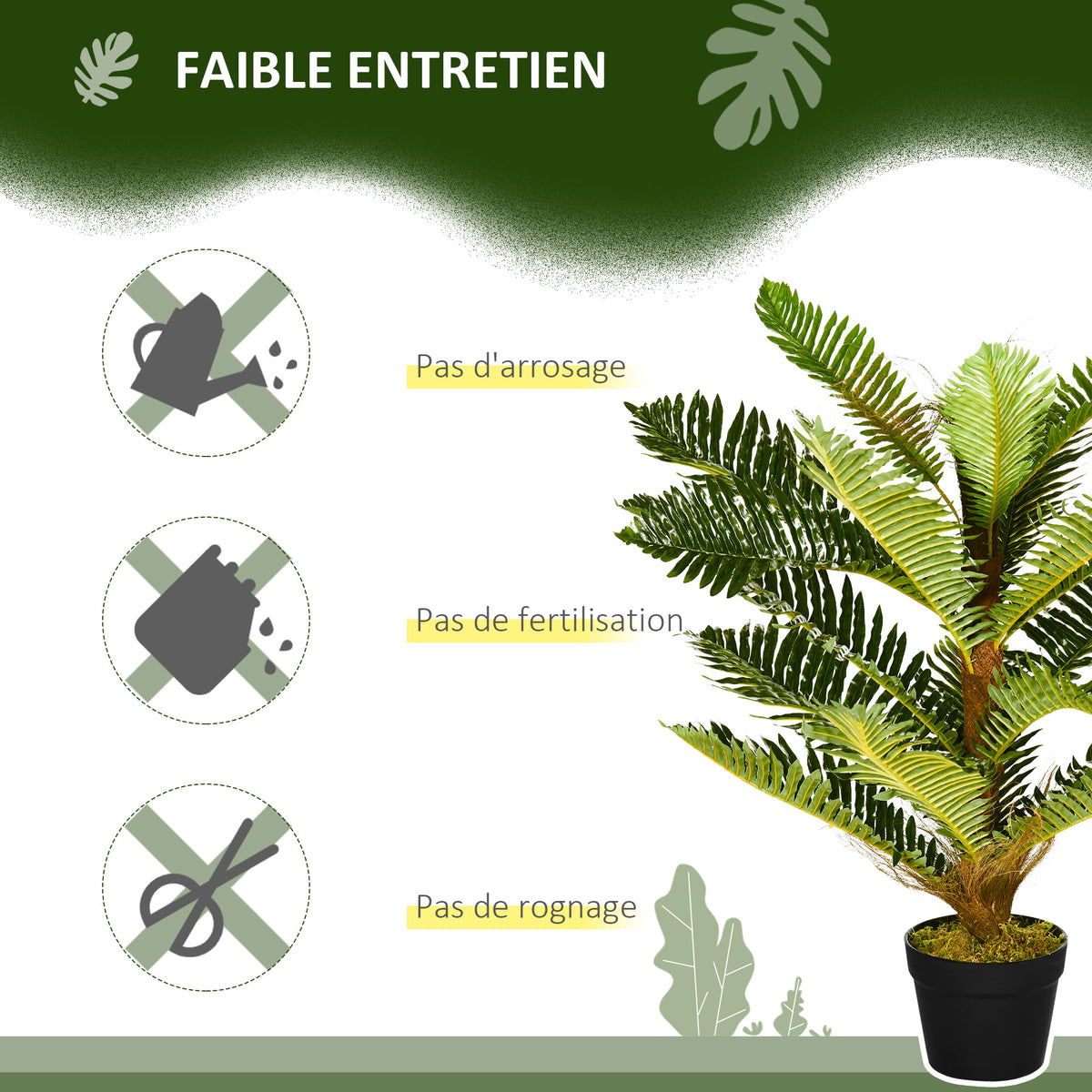 Plante artificielle palmier 85 cm avec 18 grandes feuilles grand réalisme pot inclus-4