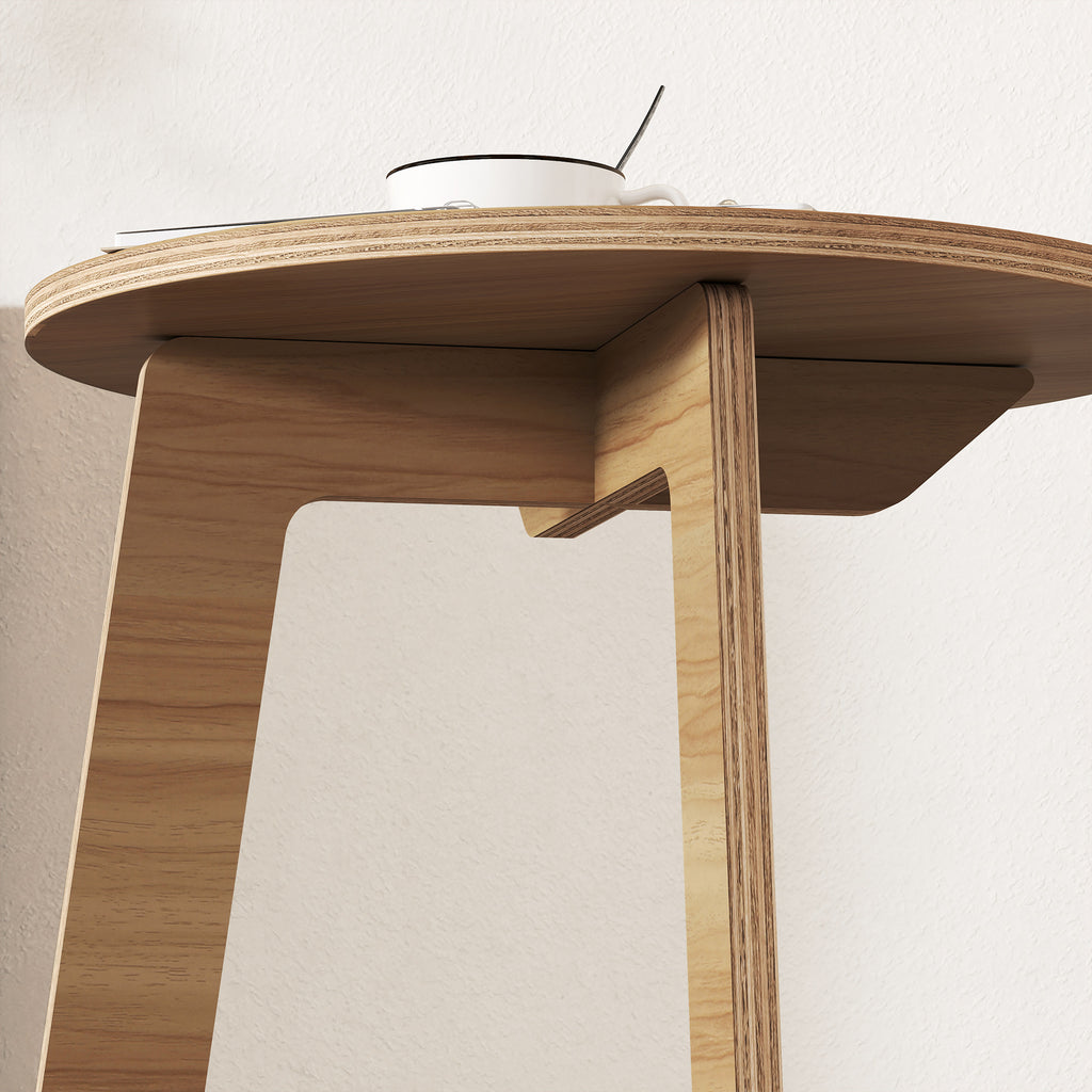 Table d'Appoint en Forme C, Plateau Rond Ø 36 cm, Table Basse Moderne, Compact, Montage par Clipsage, Effet Bois Naturel-8