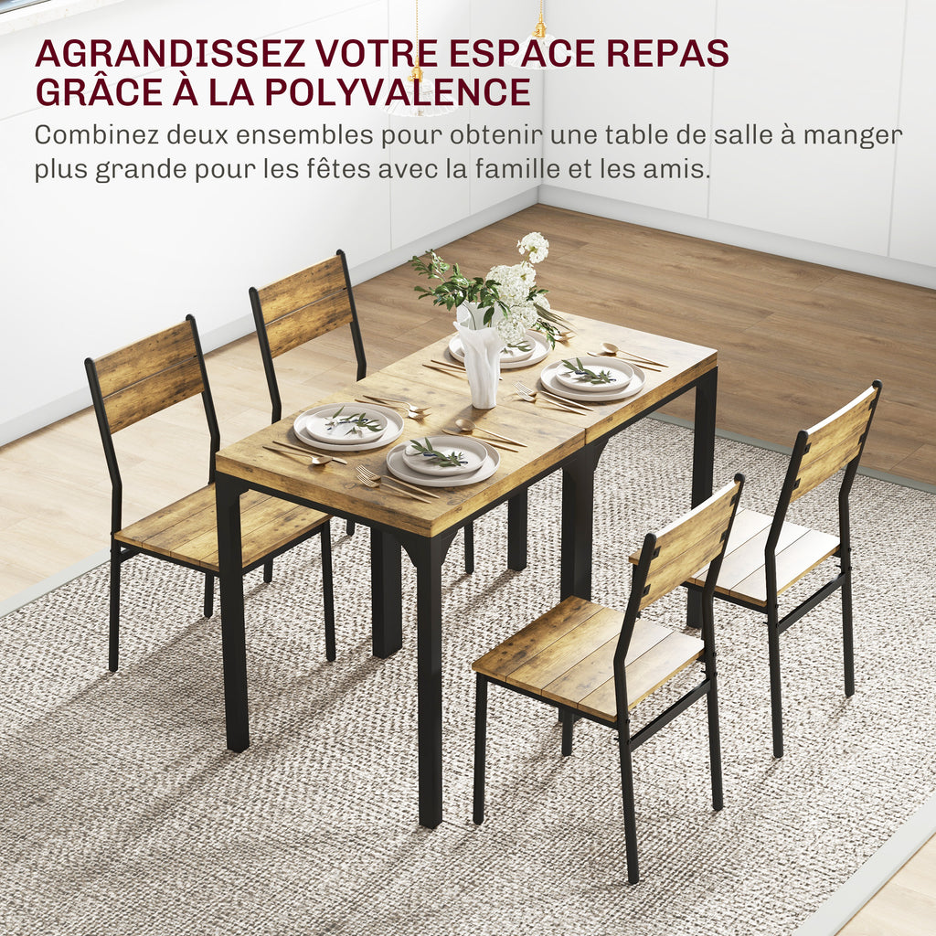 Ensemble table à manger avec 2 chaises encastrables, pour cuisine salon maison, rustique-6