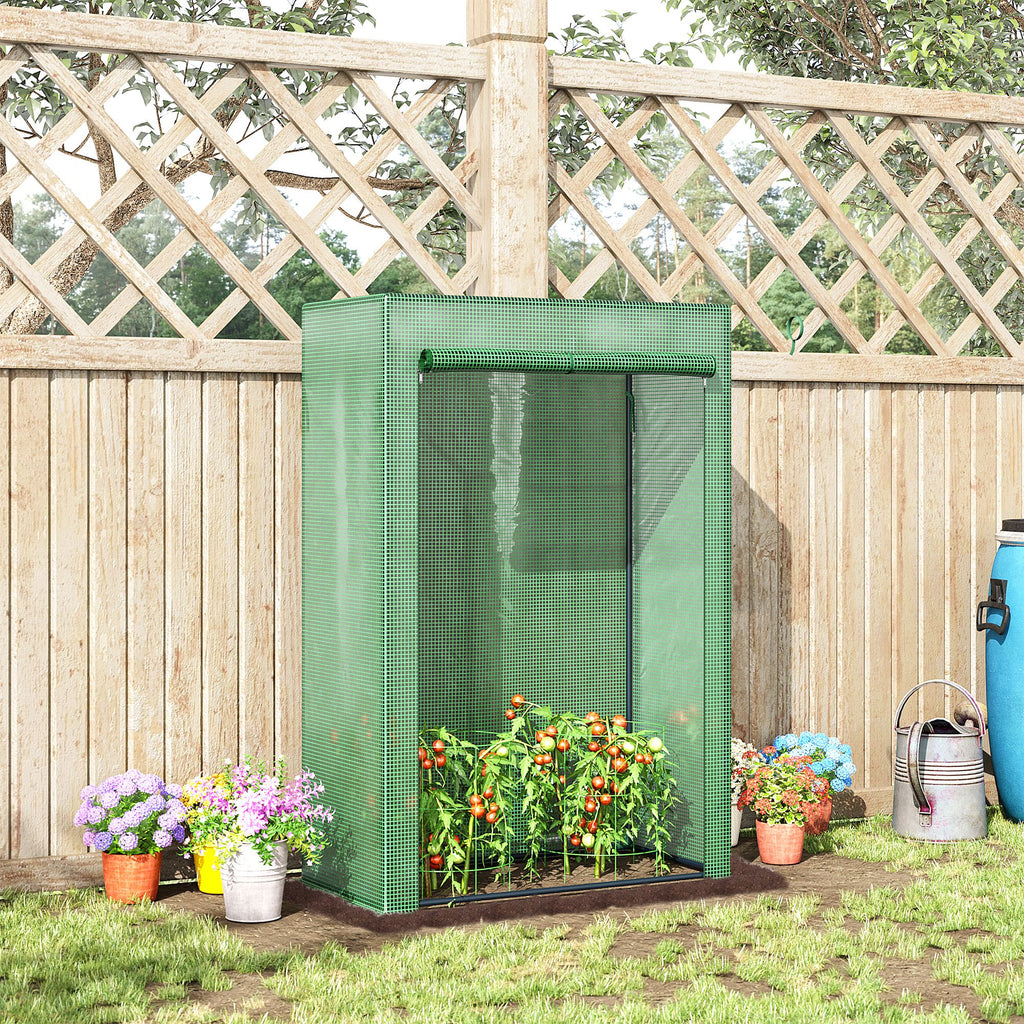 Serre de jardin, serre de balcon, bâche renforcée PE, châssis en acier, porte zippée enroulable, pour légumes plantes fleurs en toutes saisons intérieur et extérieur, 100 x 50 x 150 cm vert-1