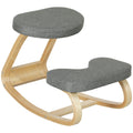 Siège assis genoux, siège ergonomique en bois à bascule, chaise à genoux pour bureau à domiciles, gris-0