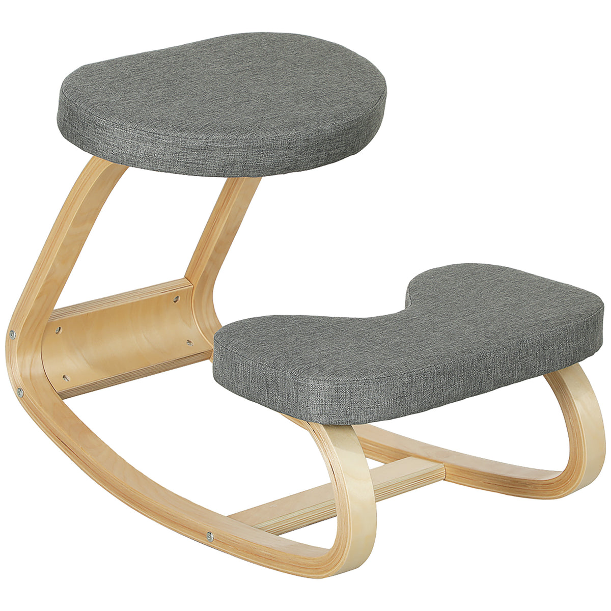 Siège assis genoux, siège ergonomique en bois à bascule, chaise à genoux pour bureau à domiciles, gris-0