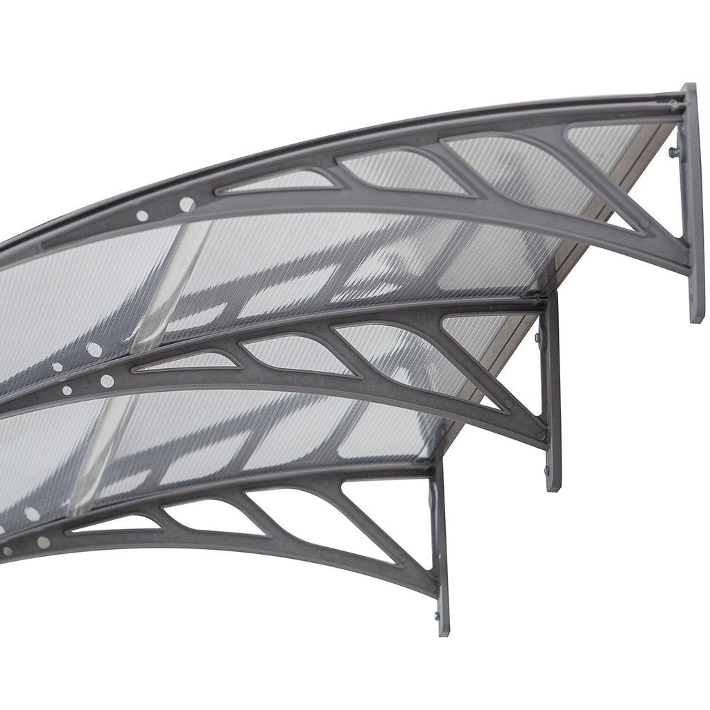 Auvent de Porte d'Entrée, Toit Marquise de Porte Extérieur en Polycarbonate et Aluminium Résistant 196x75cm, Transparent-9