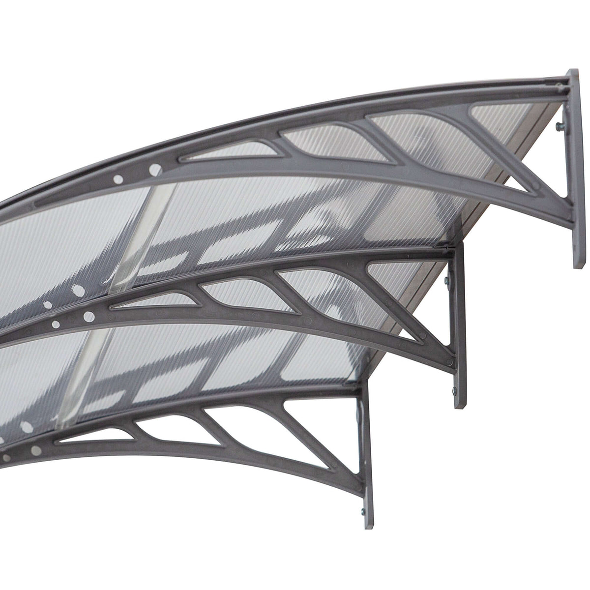 Auvent de Porte d'Entrée, Toit Marquise de Porte Extérieur en Polycarbonate et Aluminium Résistant 196x75cm, Transparent-9