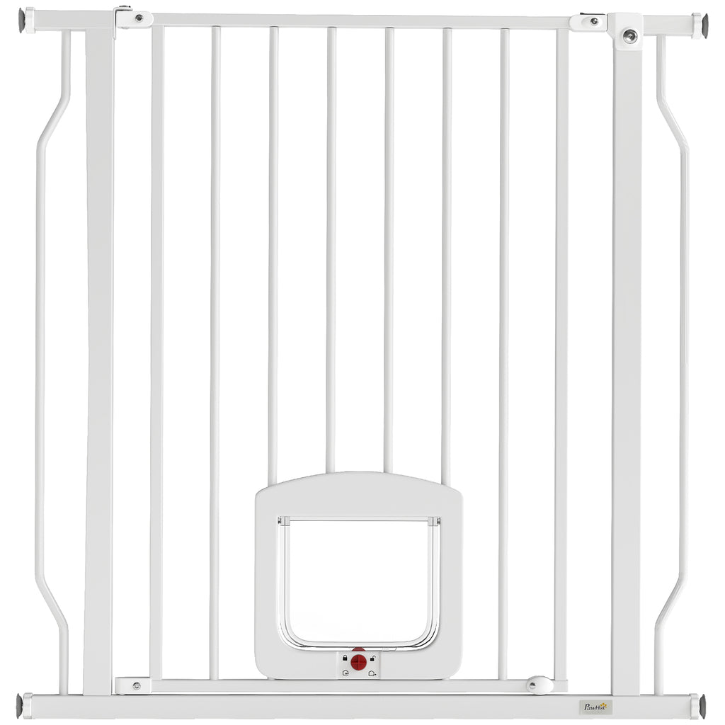 Barrière de sécurité chien extensible 75-85 cm, barrière d'escalier double verrouillage, hauteur 76 cm, blanc-0