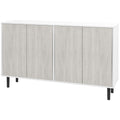 Buffet de cuisine meuble de rangement 2 placards avec étagères réglables, 121 x 37 x 75 cm, blanc et aspect bois gris-0
