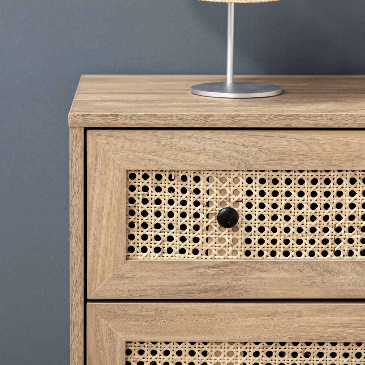 Commode 4 tiroirs meuble de rangement cannage en rotin aspect bois clair 80 x 35 x 95 cm-6