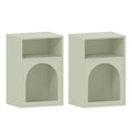 Lot de 2 tables de chevet, table de nuit avec compartiments ouverts, design arqué, 40 x 30 x 60 cm, vert clair-0