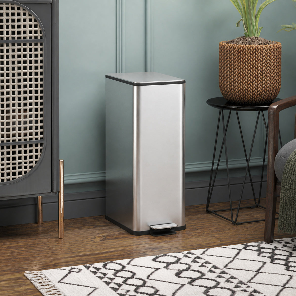 Poubelle de cuisine 20L, en acier inoxydable avec couvercle à fermeture douce, compacte avec seau intérieur amovible-1