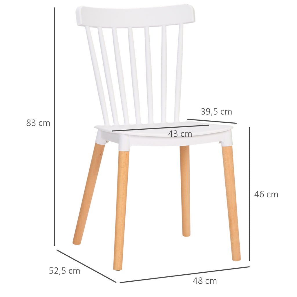 Lot de 4 chaises style scandinave dossier haut assise en polypropylène pieds en hêtre 48 x 52,5 x 83 cm blanc-2