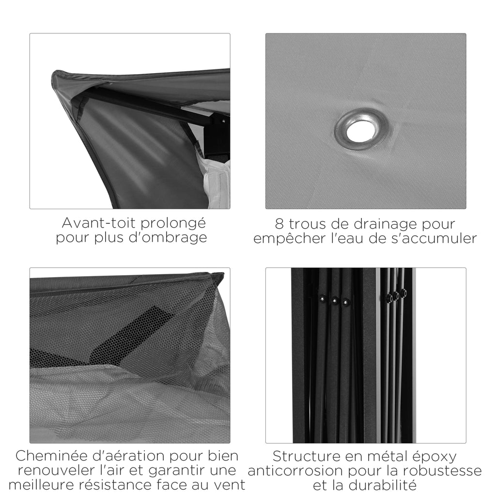 Tonnelle Barnum de Jardin Pop-up Pliant Acier Polyester imperméabilisé Anti UV moustiquaires + Sac de Transport-4