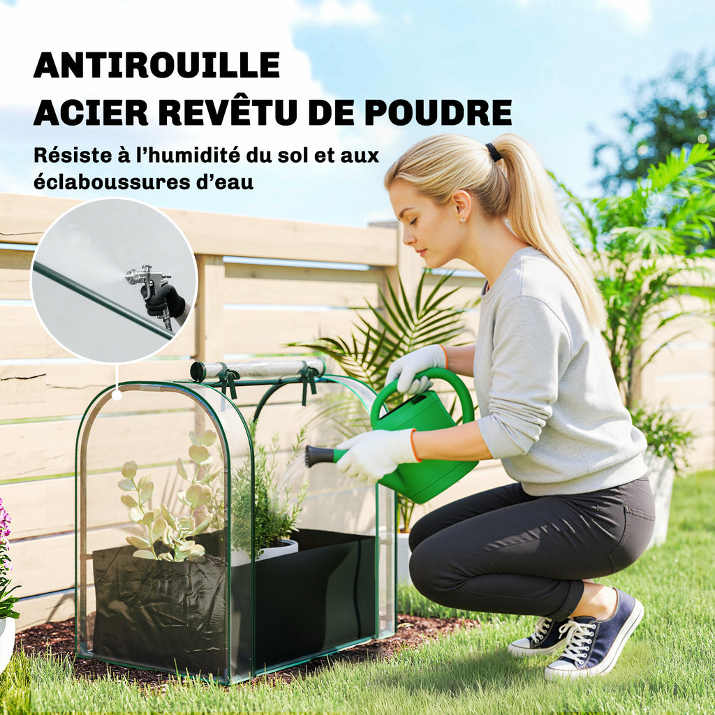 Mini Serre avec Sac de Plantation, Serre Portable avec porte enroulable, 68 x 50 x 70 cm, Vert Foncé-5