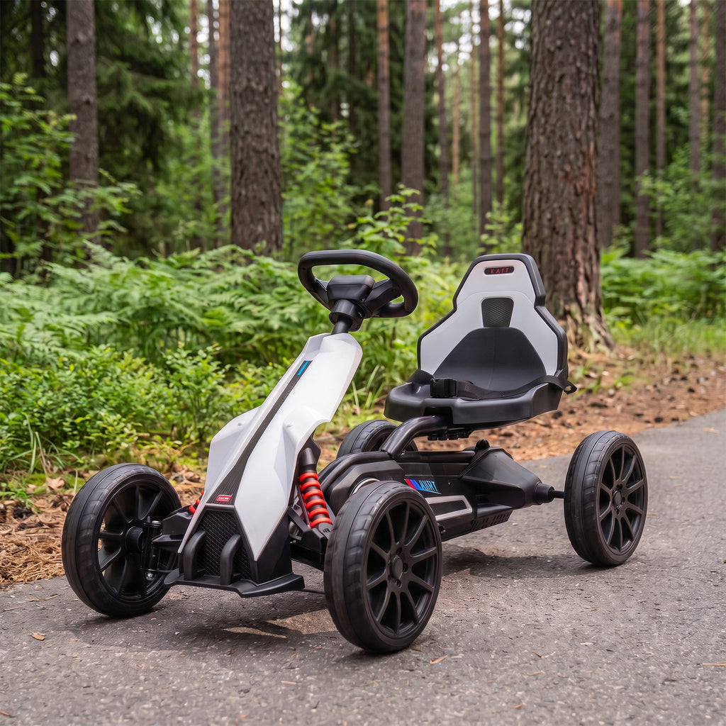 Kart électrique pour enfant 12V - Vitesse réglable 3-5km/h pour enfants de 3 à 8 ans - siège réglable - blanc-1