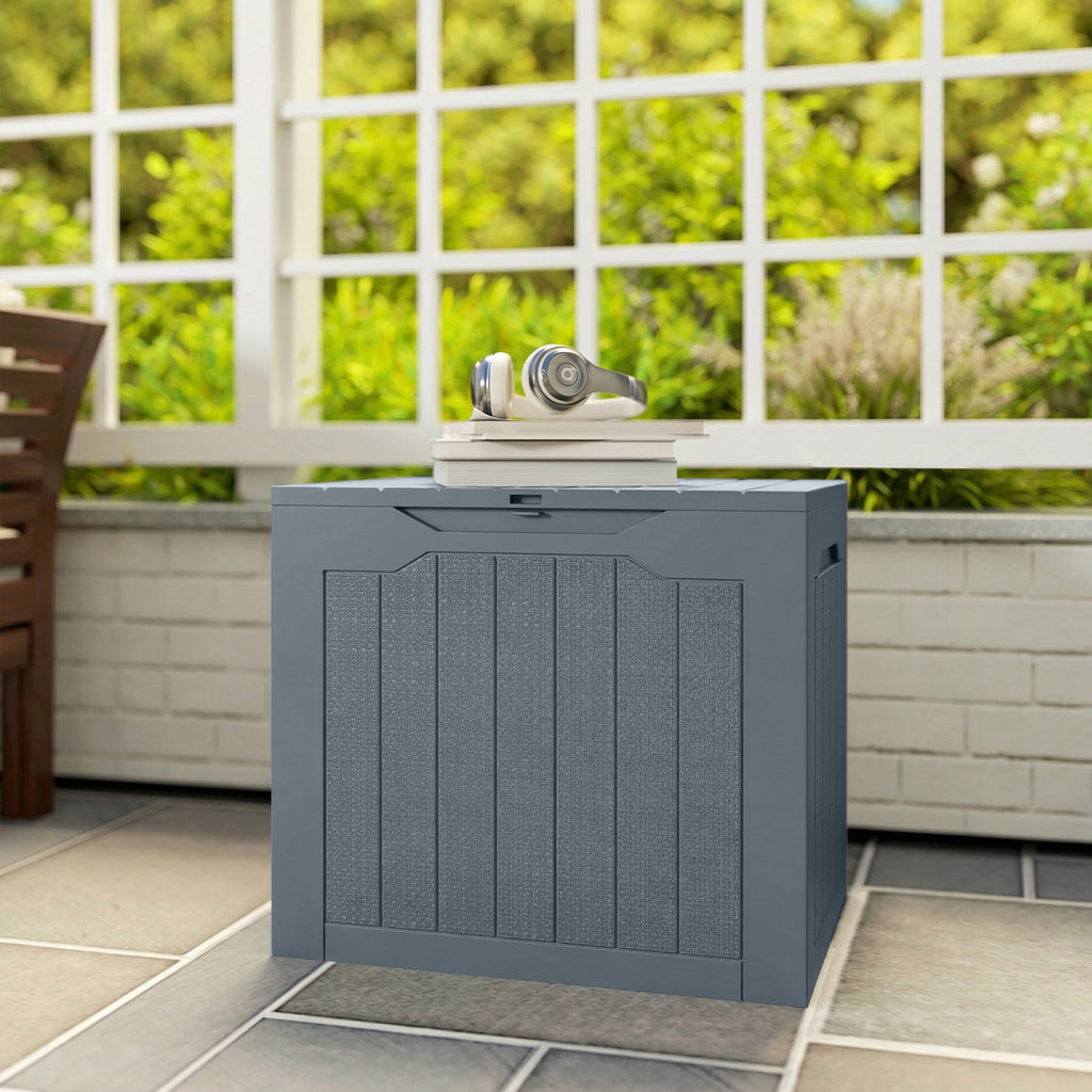 Coffre de Rangement Extérieur 97L avec Poignées Encastrées, Malle de Rangement Extérieur Étanche, 56x41x50cm, Gris Clair-8