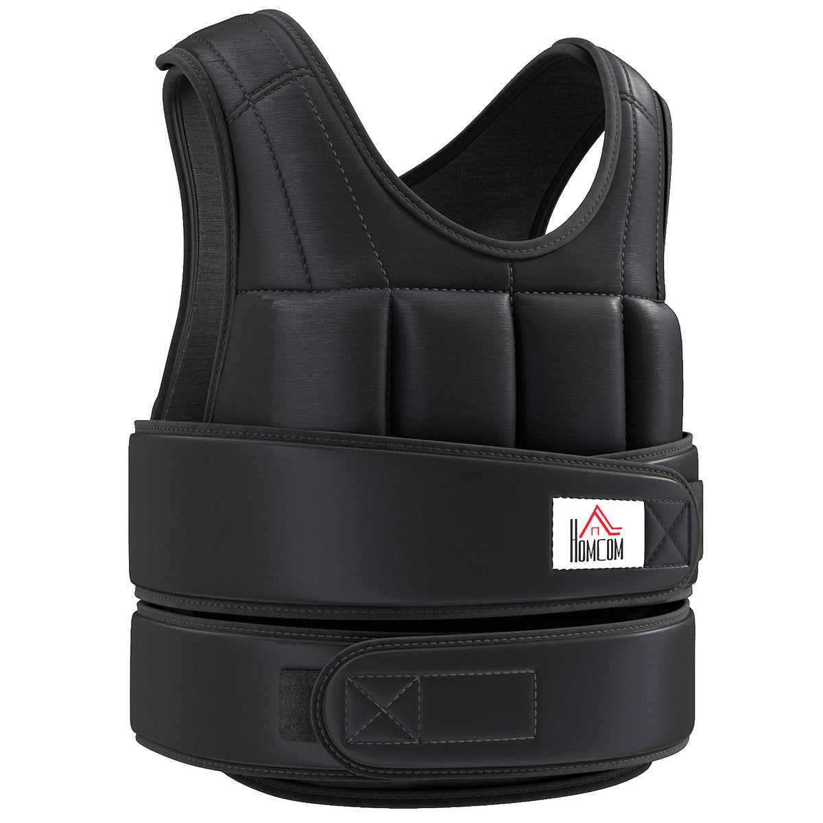 Gilet lesté réglable veste lestée 10 Kg max. poids amovibles entrainement musculation exercice boxe oxford 50x60cm noir-0