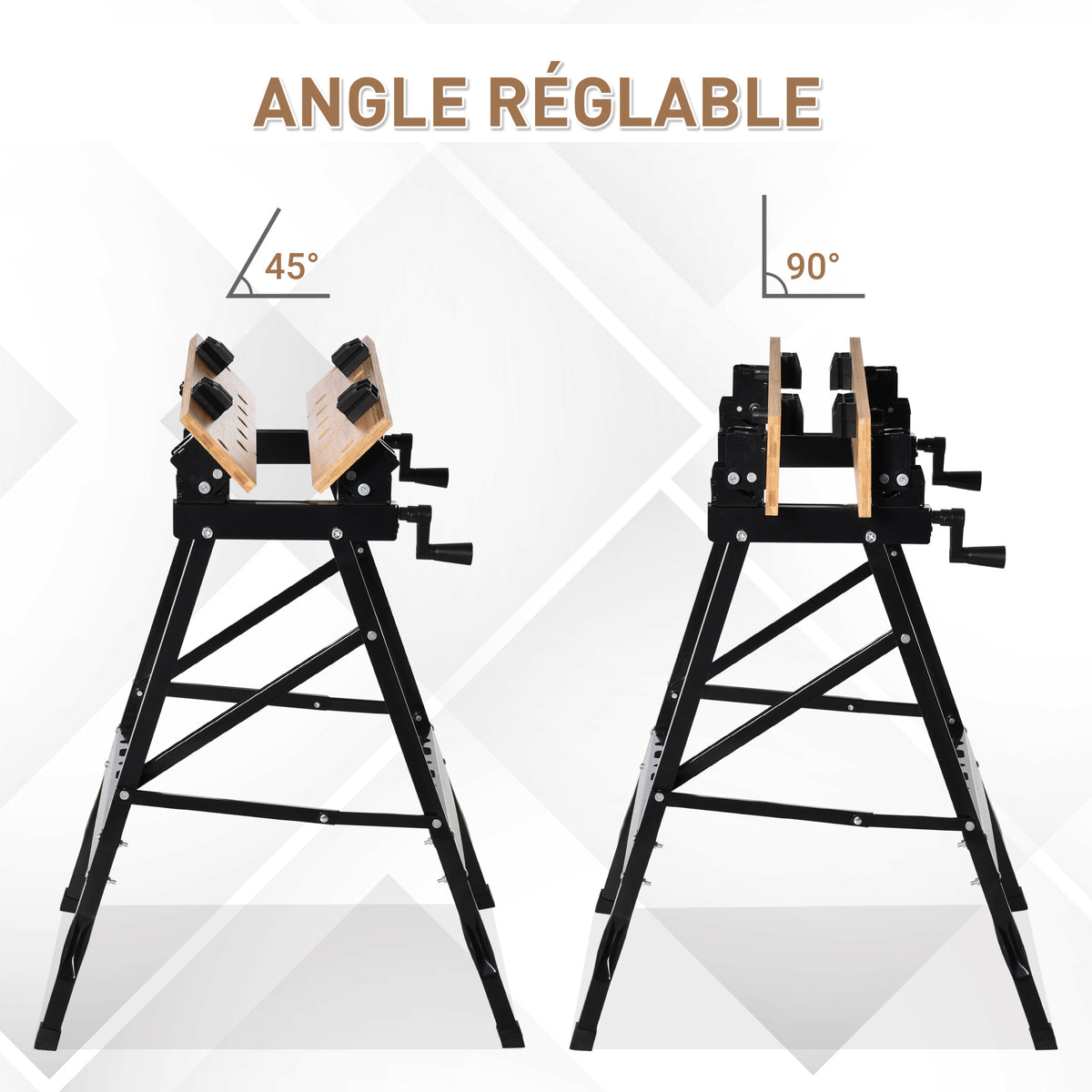 Établi pliant établi de serrage avec 4 serre-joints table de travail, charge 150 kg, 63,5x60,5x78cm, noir-7