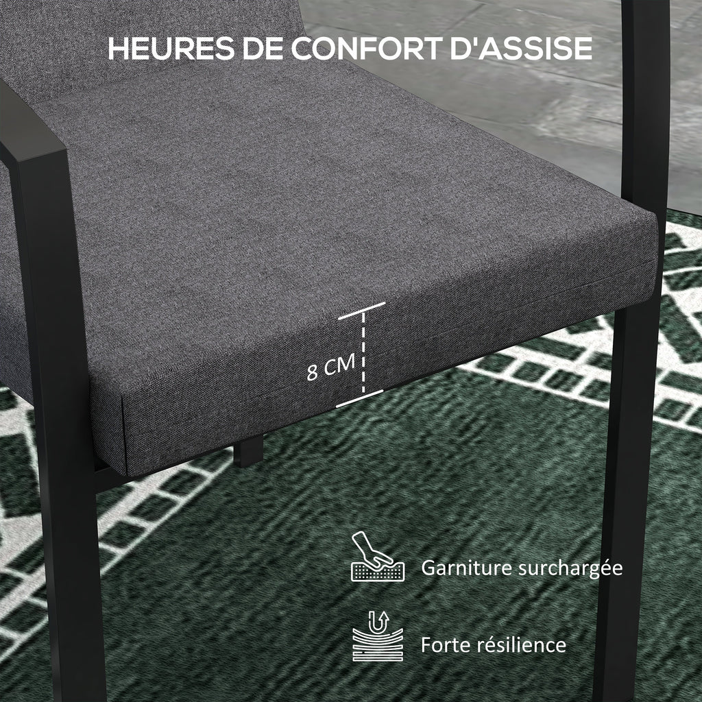 Lot de 2 coussins d'extérieur pour fauteuil chaise à dossier avec attaches rembourrage 8 cm, 112L x 51l cm, gris foncé-3