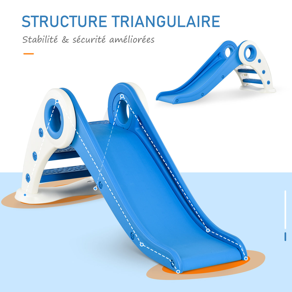 Toboggan Enfant Pliable pour Usage intérieur et extérieur 3 à 6 Ans 120 x 50 x 56 cm HDPE Bleu-3