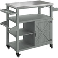 Desserte jardin chariot de barbecue sur roulettes avec plateau en acier inoxydable 107x49,5x92,5cm gris-0