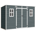 Abri de jardin en plastique, avec plancher, 303 x 123 x 197 cm, effet bois gris-0
