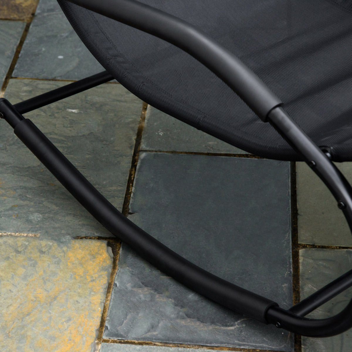 Chaise longue à bascule rocking chair ergonomique avec tétière accoudoirs métal galvanisé textilène 62l x 150P-6