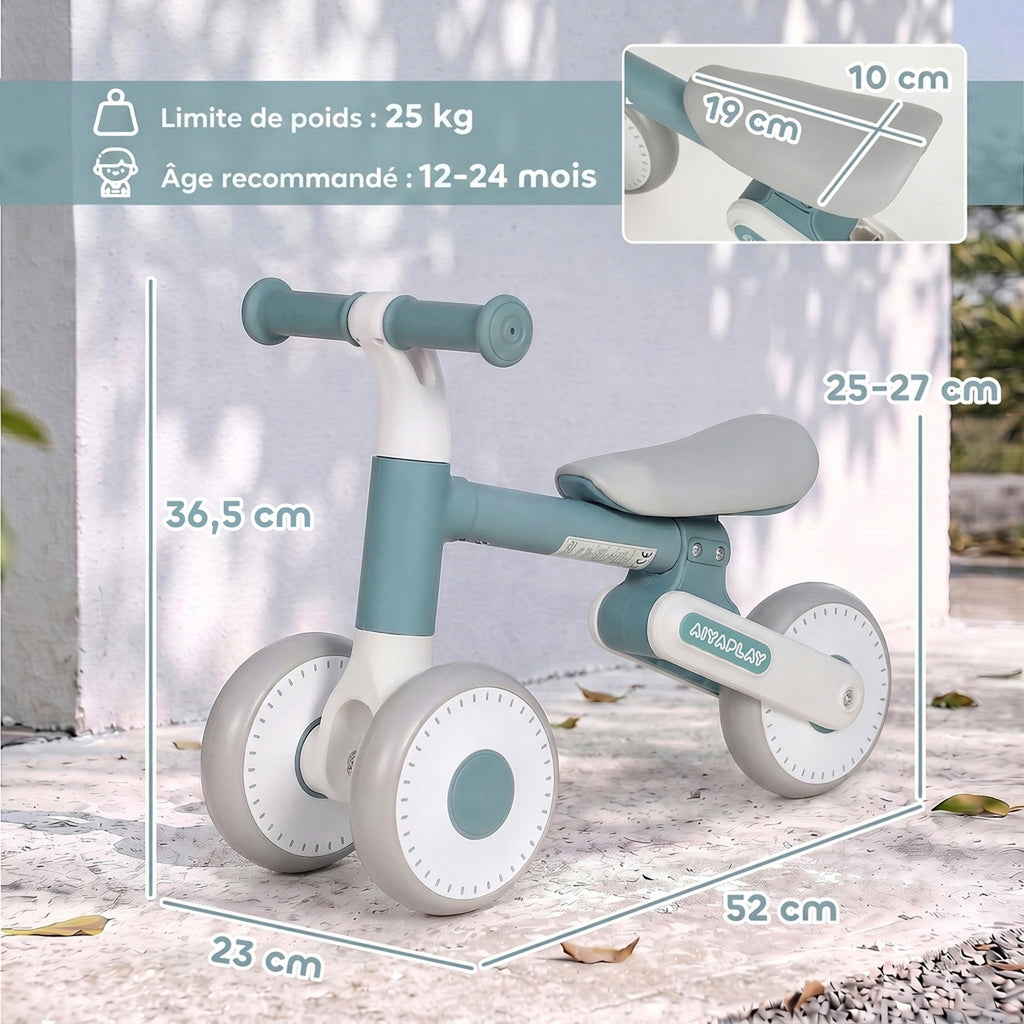 Draisienne Bébé 1-2 Ans Pliable, Siège Réglable, Direction Limitée à 135°, Pneus EVA Silencieux, 52x23x36,5cm, Bleu-2