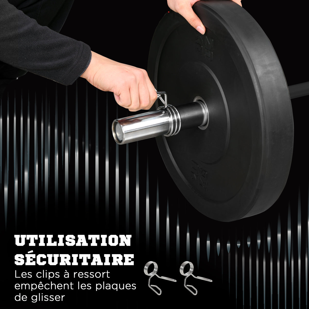 Barre d'haltères en acier 180 cm Ø50 mm avec 2 pinces Charge 200 kg Barre de musculation pour disques Ø5 cm Fitness-5