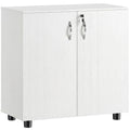 Armoire de bureau à 2 niveaux, meuble de rangement bureau avec 2 portes, serrures et clés, 80x40x80cm, blanc-0