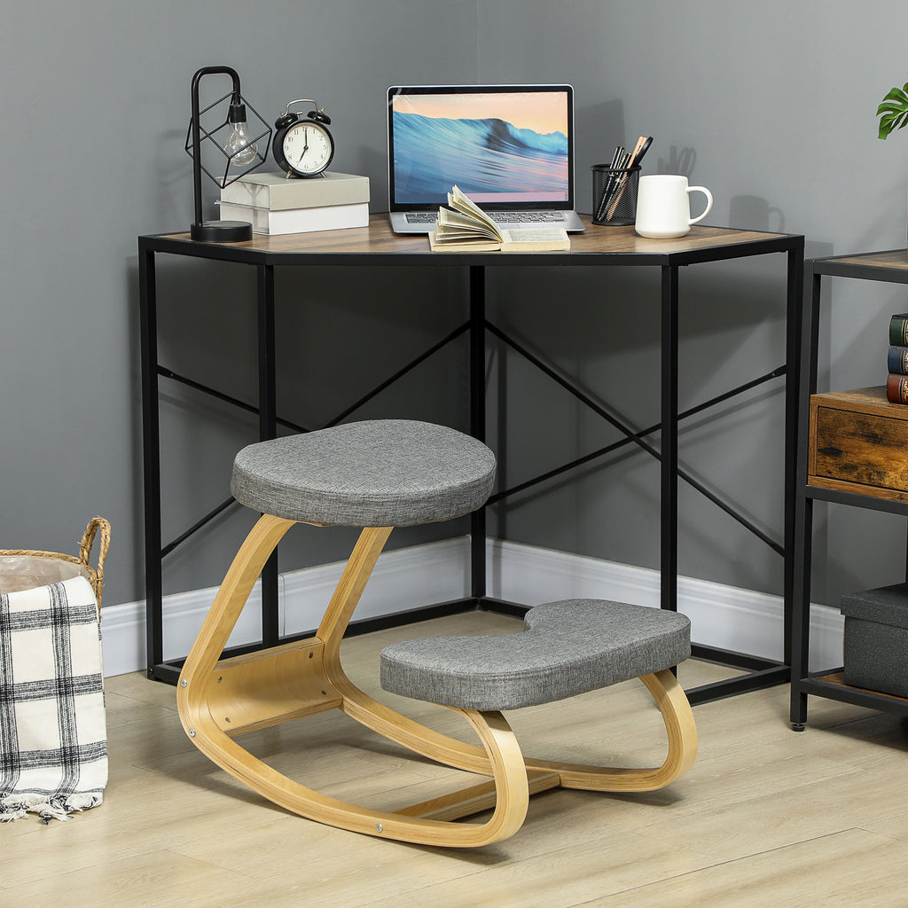 Siège assis genoux, siège ergonomique en bois à bascule, chaise à genoux pour bureau à domiciles, gris-9