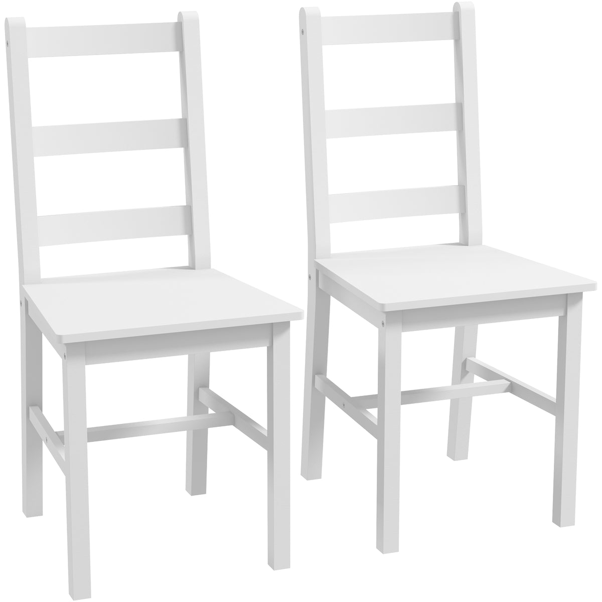 Lot de 2 chaises de salle à manger en bois massif de pin chaise de cuisine dossier lattes esprit campagne blanc-0