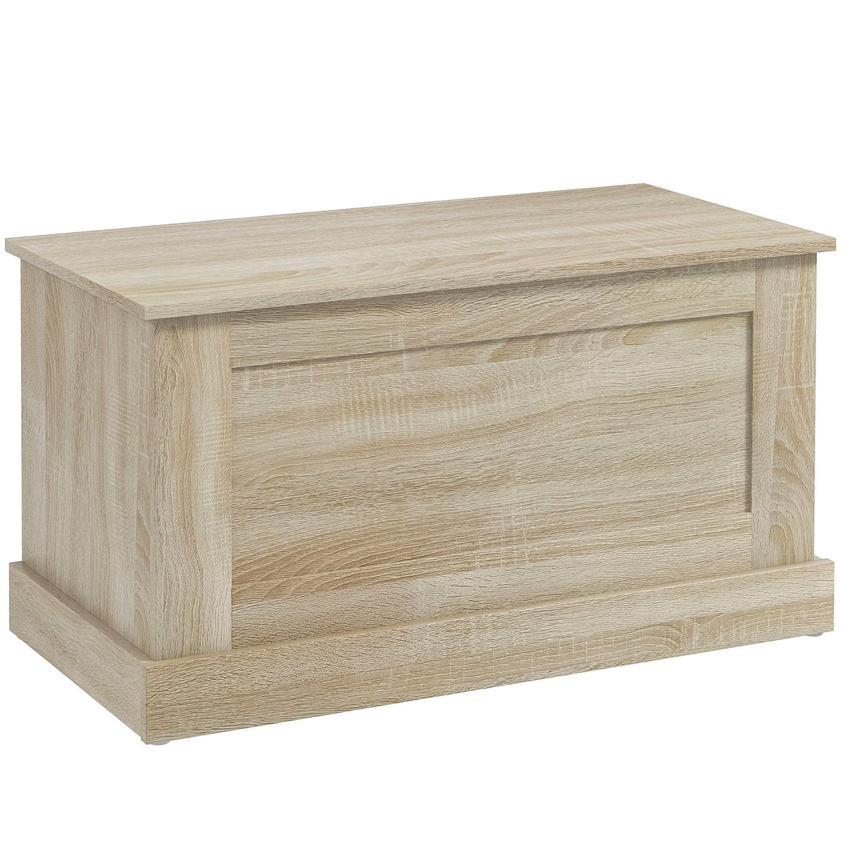 Coffre de rangement, coffre à jouets, avec charnière de sécurité, pour salon, en bois, 80 x 40 x 45 cm, bois naturel-0