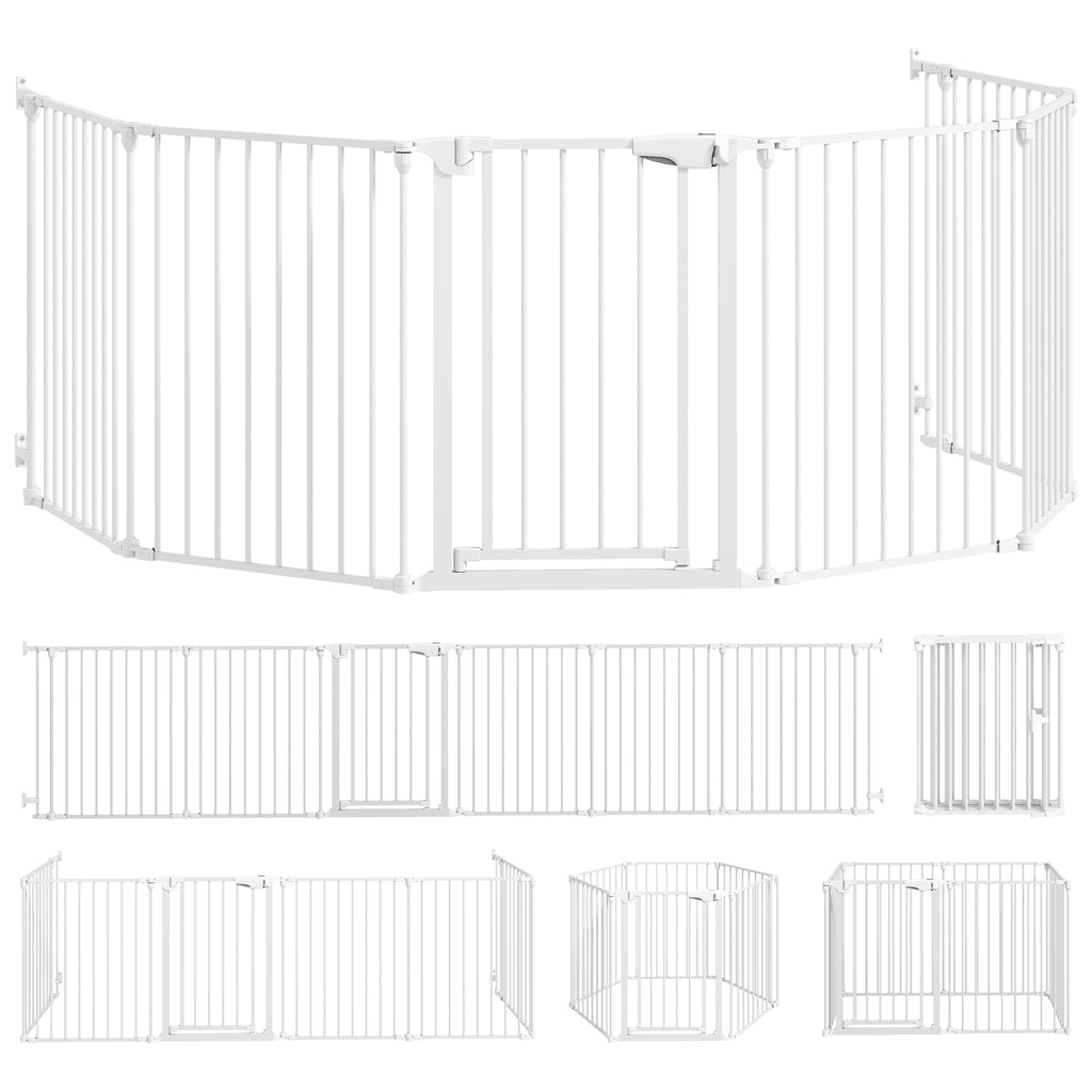 Barrière de sécurité en métal parc enclos pliable et modulable pour chien et enfant 6 panneaux 61 x 75 cm blanc-0
