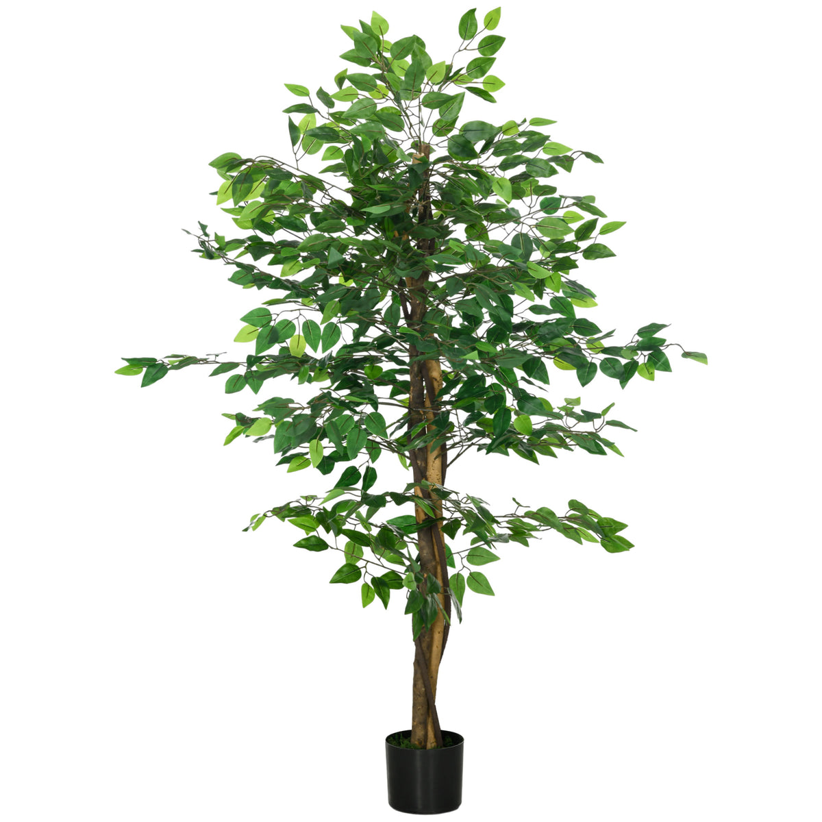 Plante artificielle ficus hauteur 1,50 m tronc branches liane lichen feuilles grand réalisme pot inclus vert-0
